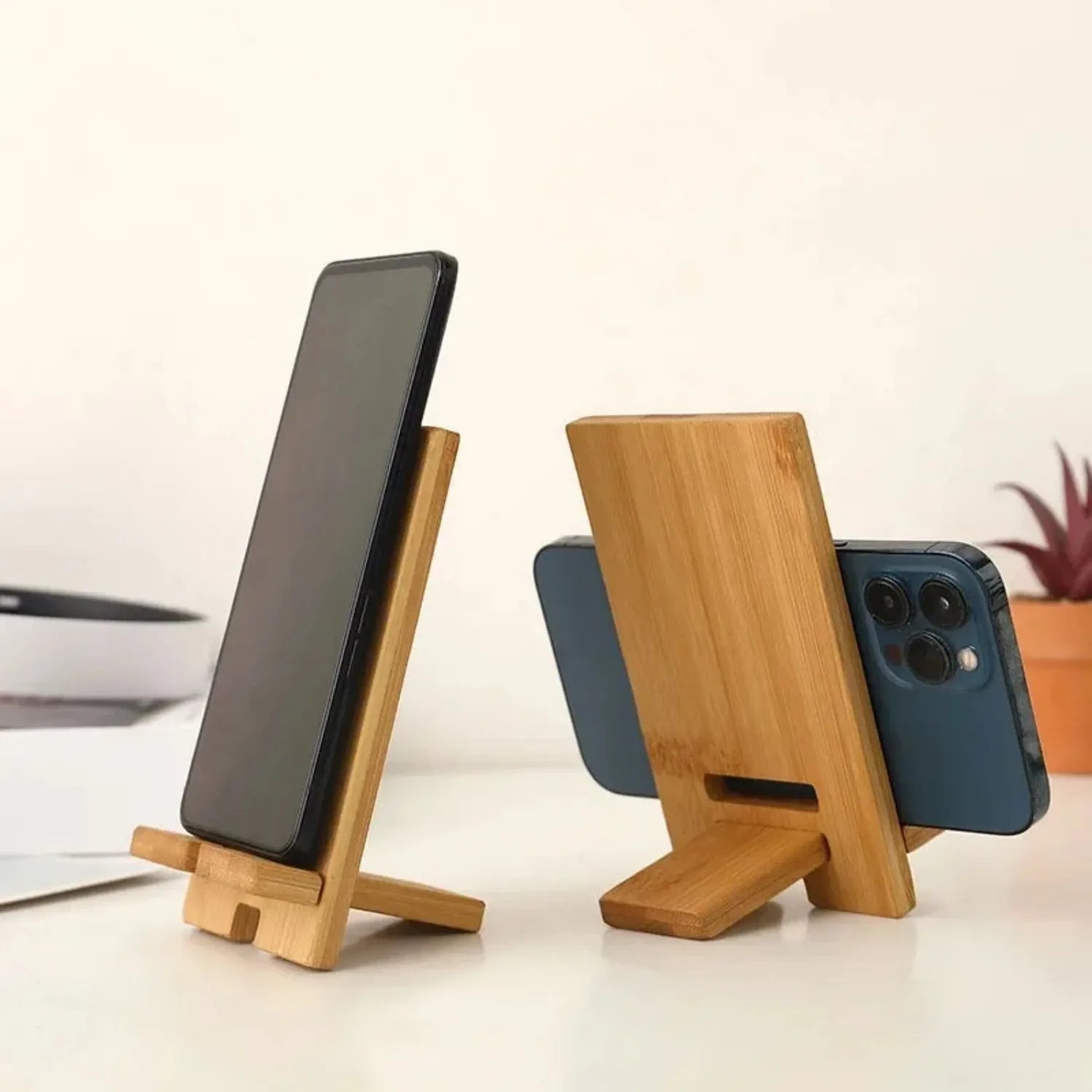 Desktop Bamboo Phone Holder Practical Wooden Smartphone Charging Stand Creative Lazy Multi-functional Stand